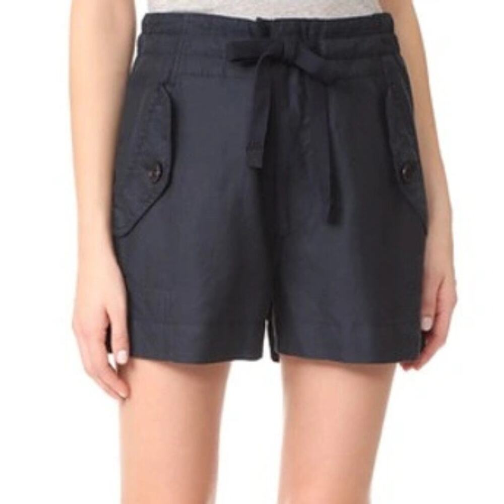 Vince NWT Navy Blue Linen Drawstring High Waist Utility Summer Casual Shorts